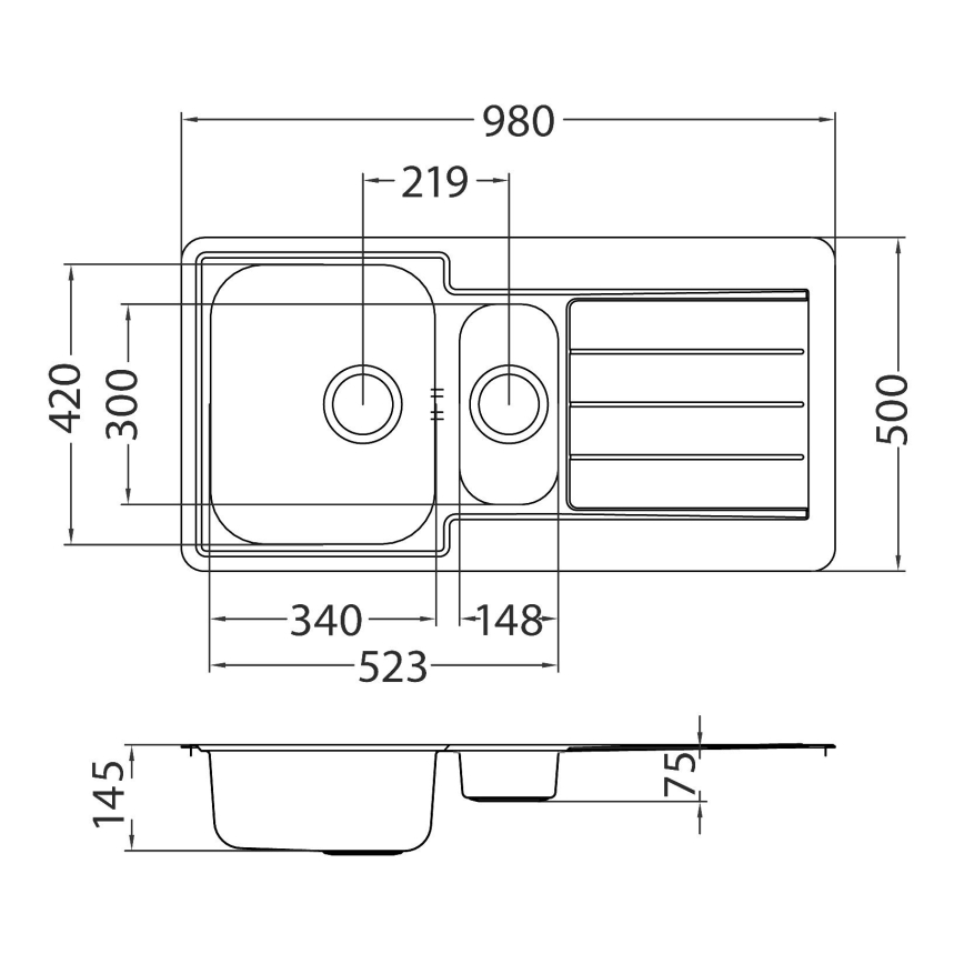 ALVEUS 1082440 - Kuhinjsko pomivalno korito LINE 98x50 cm nerjaveče jeklo/saten