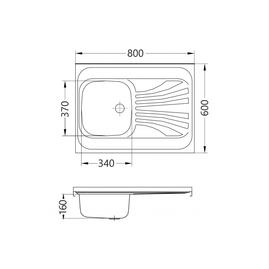 ALVEUS 1095618 - Kuhinjsko korito CLASSIC 80x60 cm, iz nerjavnega jekla, satinirano, brez roba, obrnljivo