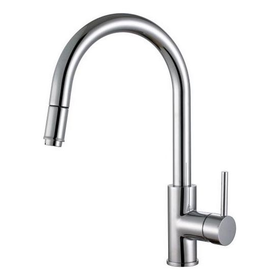 ALVEUS 1129021 - Pipa za pomivalno korito z izvlečnim pršilnikom DELOS 38 cm mat krom