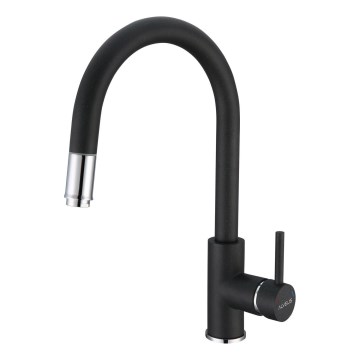 ALVEUS 1129022 - Pipa za pomivalno korito z izvlečnim pršilnikom DELOS 38 cm granit/črna
