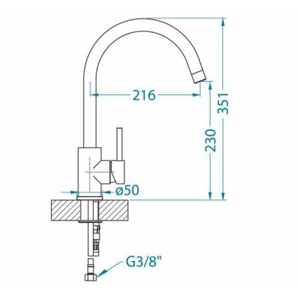ALVEUS 1129028 - Pipa za umivalnik ELZA 35,1 cm brušena jeklo