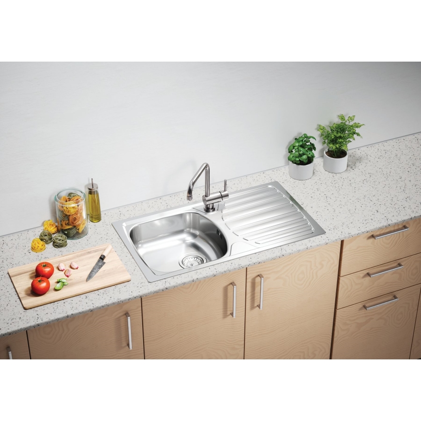 ALVEUS 1136539 - Kuhinjsko korito BASIC 78x43,5 cm mat jeklo/satin, velik izhod