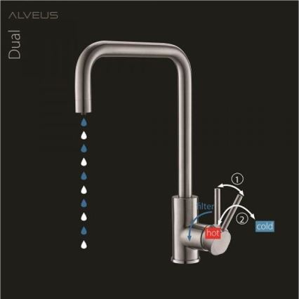 ALVEUS 1139812 - Pipa za umivalnik DUAL 37 cm granit/črna