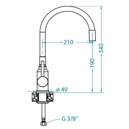 ALVEUS 1144427 - Pipa za umivalnik z gibljivo roko MINTAS 34 cm sijajni krom/črna