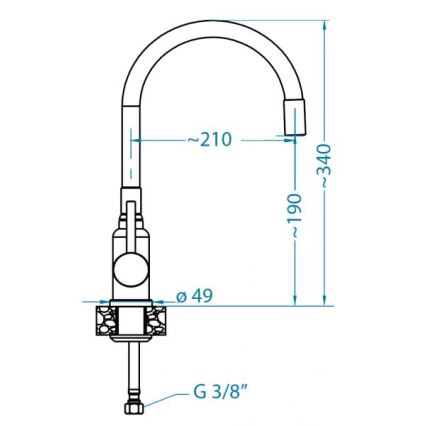 ALVEUS 1144428 - Pipa za umivalnik z gibljivo roko MINTAS 34 cm sijajni krom/bež