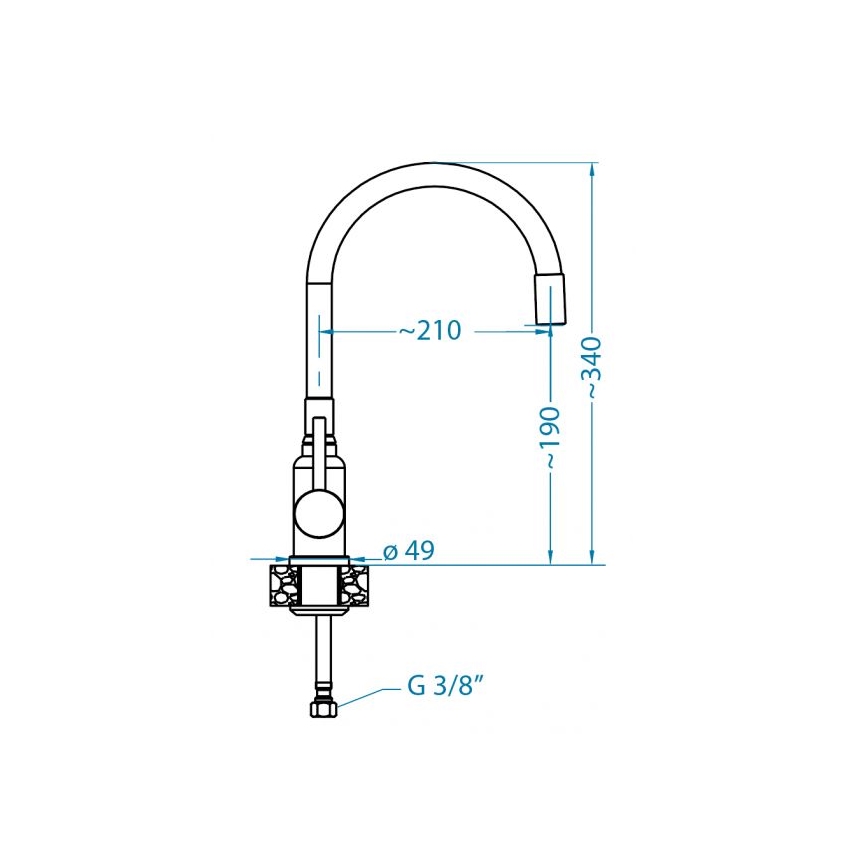 ALVEUS 1144428 - Pipa za umivalnik z gibljivo roko MINTAS 34 cm sijajni krom/bež