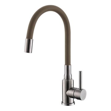 ALVEUS 1144428 - Pipa za umivalnik z gibljivo roko MINTAS 34 cm sijajni krom/bež
