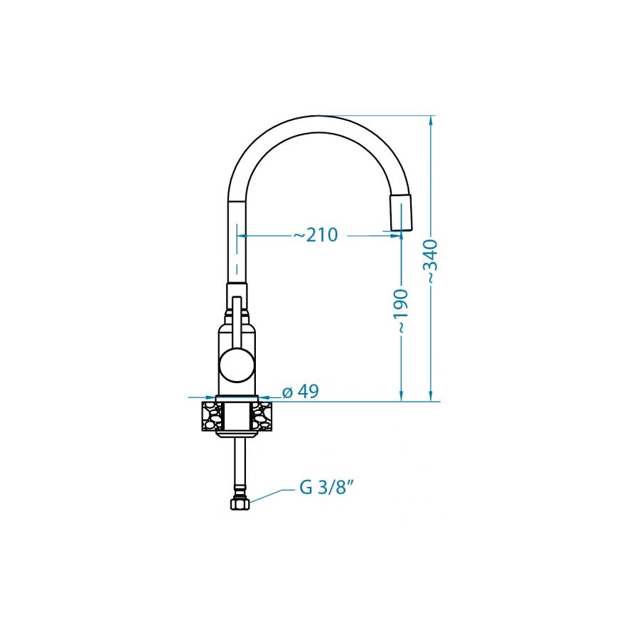 ALVEUS 1144429 - Pipa za umivalnik z gibljivo roko MINTAS 34 cm brušena jeklo/bež