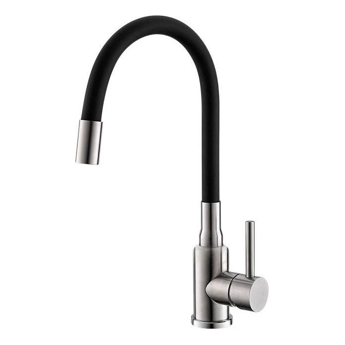 ALVEUS 1144432 - Pipa za umivalnik z gibljivo roko MINTAS 34 cm brušena jeklo/črna