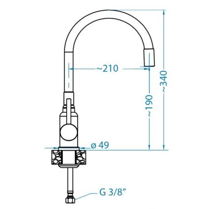 ALVEUS 1144432 - Pipa za umivalnik z gibljivo roko MINTAS 34 cm brušena jeklo/črna