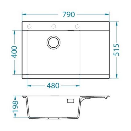 ALVEUS 1149499 - Kuhinjski pomivalnik PURE 79x51,5 cm granit/siva
