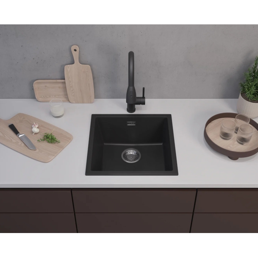 ALVEUS 1150048 - Kuhinjsko pomivalno korito OMNI 45x45 cm granit/črna