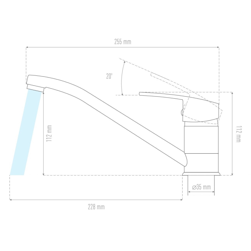 ALVEUS 1150800 - Mešalna baterija za pomivalno korito CLARA 13,5 cm granit/črna