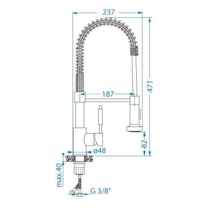 ALVEUS 1150886 - Pipa za umivalnik z gibljivo roko z razpršilcem URBAN 47,1 cm satin