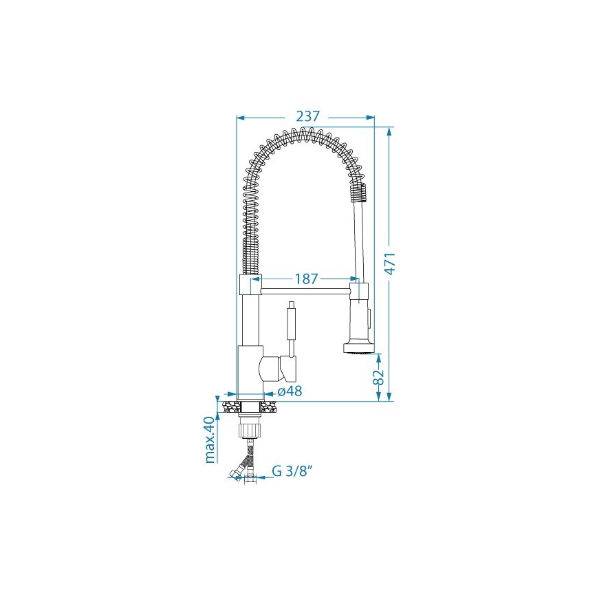 ALVEUS 1150886 - Pipa za umivalnik z gibljivo roko z razpršilcem URBAN 47,1 cm satin