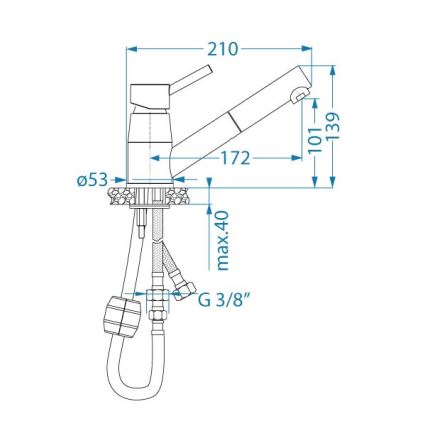 ALVEUS 1150888 - Pipa za pomivalno korito z izvlečnim pršilnikom NANO 13,9 cm sijajni krom