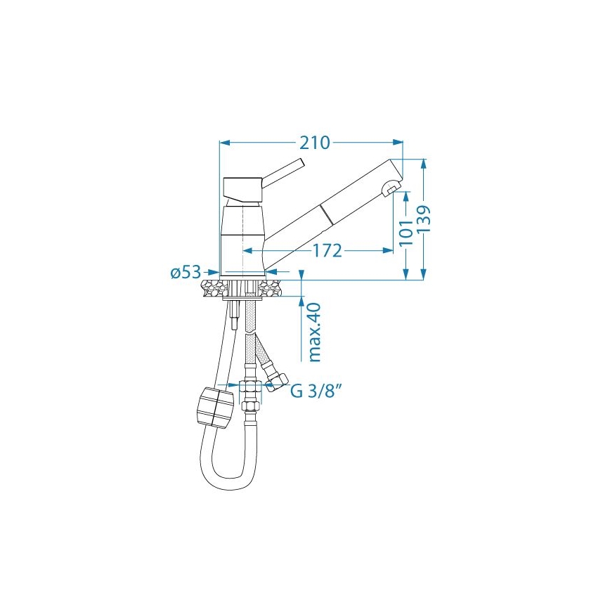 ALVEUS 1150888 - Pipa za pomivalno korito z izvlečnim pršilnikom NANO 13,9 cm sijajni krom