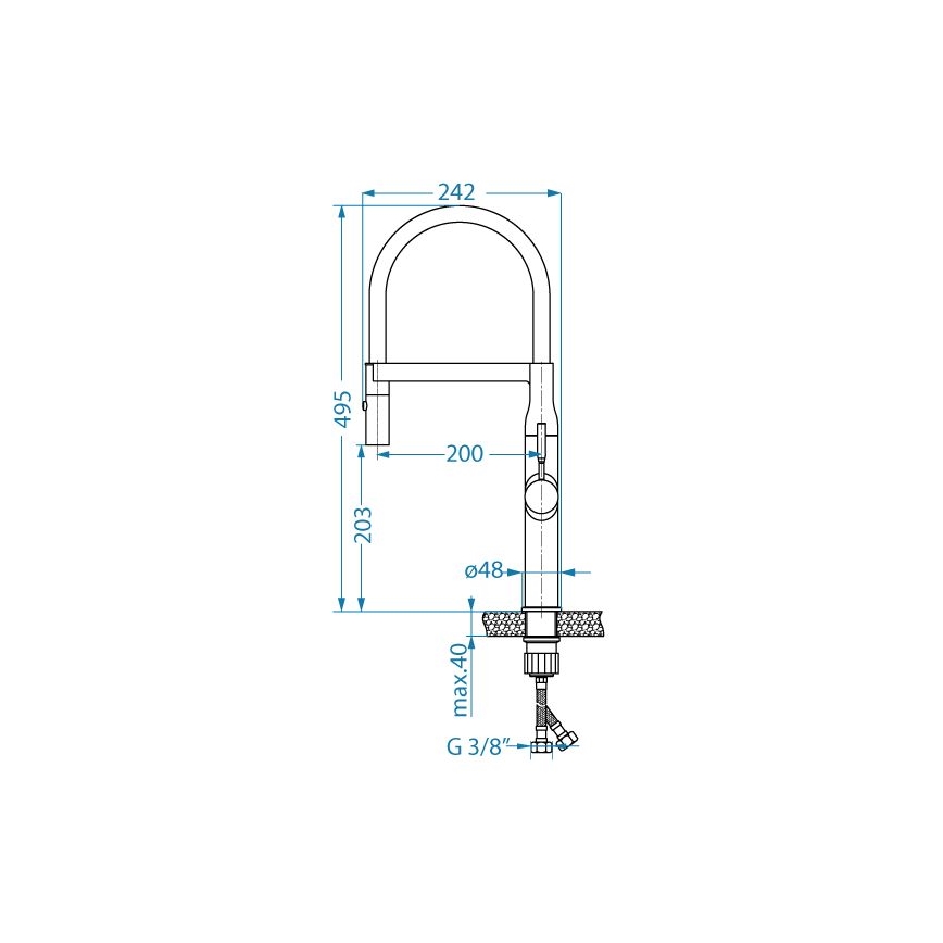 ALVEUS 1150892 - Pipa za umivalnik z gibljivo roko z razpršilcem MIRAGE 49,5 cm satin