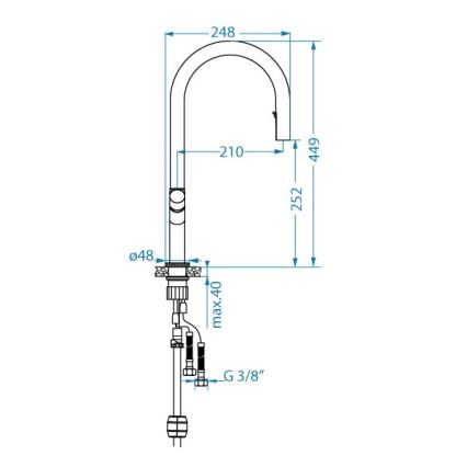 ALVEUS 1150908 - Pipa za pomivalno korito z izvlečnim pršilnikom SWAN 44,9 cm črna