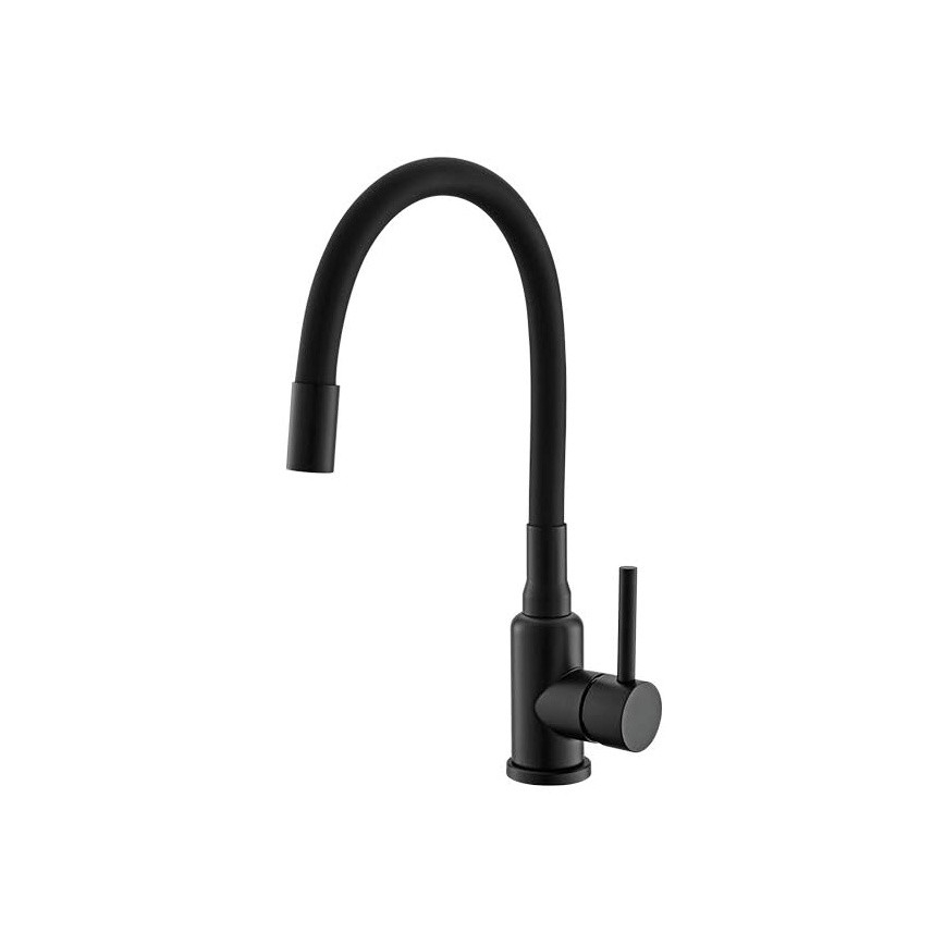 ALVEUS SETA23193 - Kuhinjska pomivalna korita ATROX 50x50 cm + pomivalna baterija s fleksibilnim izlivom MINTAS 34 cm granit/mat črna