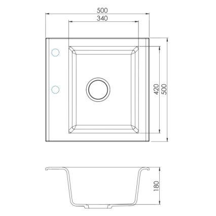 ALVEUS SETA23193 - Kuhinjska pomivalna korita ATROX 50x50 cm + pomivalna baterija s fleksibilnim izlivom MINTAS 34 cm granit/mat črna