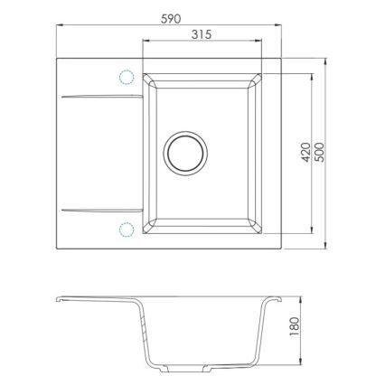 ALVEUS SETA23197 - Kuhinjski sudoper CADIT 59x50 cm + baterija za sudoper s fleksibilnom ručkom MINTAS 34 cm granit/mat crna