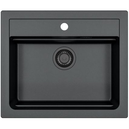 ALVEUS SETA23228 - Kuhinjski umivalnik ATROX 59x50 cm + baterija MINTAS 34 cm s fleksibilnim vratom granit/mat črna