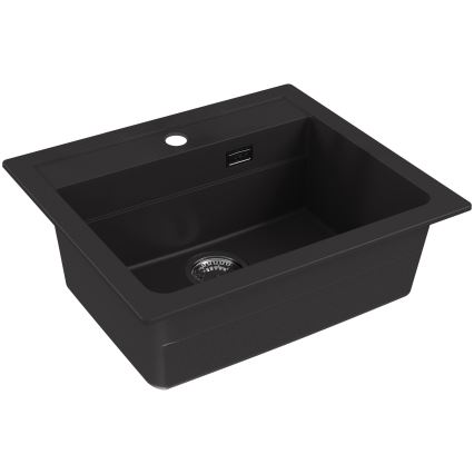 ALVEUS SETA23228 - Kuhinjski umivalnik ATROX 59x50 cm + baterija MINTAS 34 cm s fleksibilnim vratom granit/mat črna