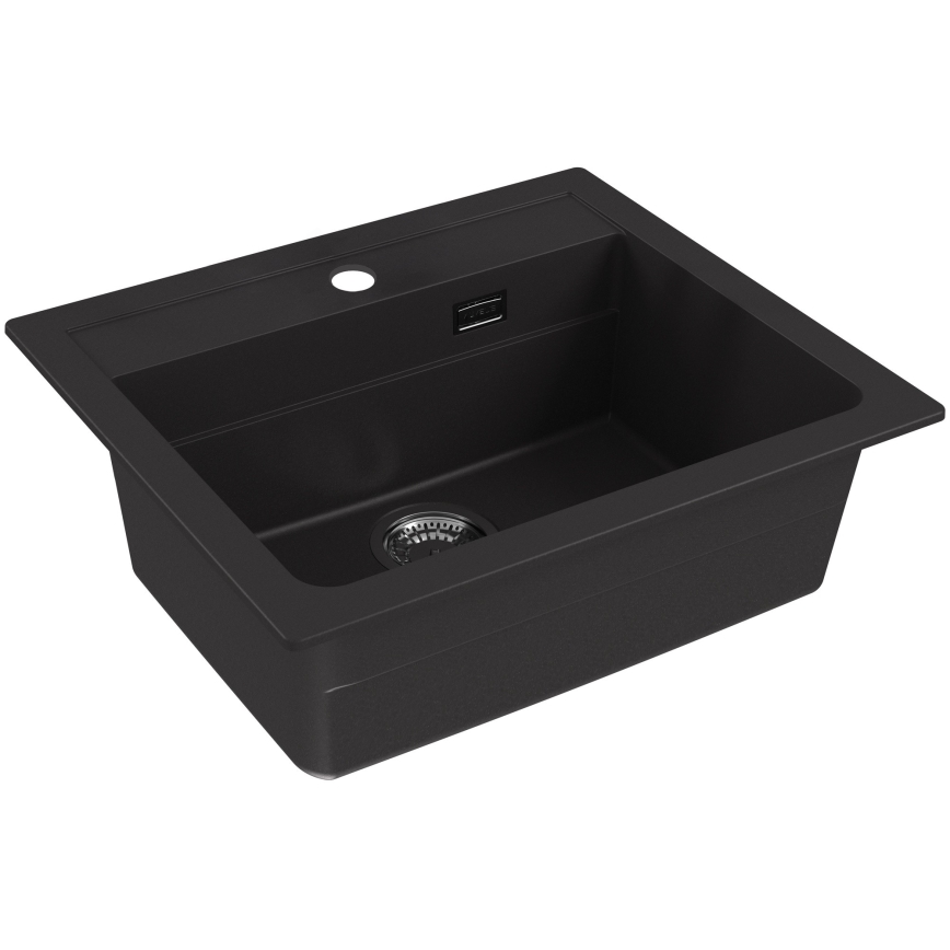 ALVEUS SETA23228 - Kuhinjski umivalnik ATROX 59x50 cm + baterija MINTAS 34 cm s fleksibilnim vratom granit/mat črna