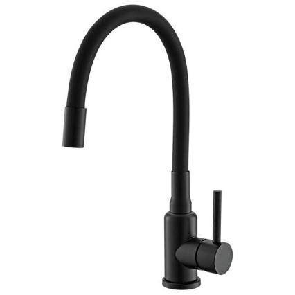 ALVEUS SETA23230 - Kuhinjski umivaonik CADIT 59x50 cm + baterija za umivaonik s fleksibilnim ispravnikom MINTAS 34 cm granit/mat crni