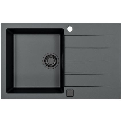 ALVEUS SETA23231 - Kuhinjski umivaonik CADIT 79x50 cm + MINTAS slavina s fleksibilnom cijevi 34 cm granit/mat crna