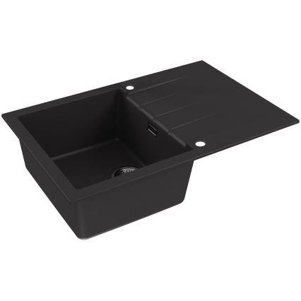 ALVEUS SETA23231 - Kuhinjski umivaonik CADIT 79x50 cm + MINTAS slavina s fleksibilnom cijevi 34 cm granit/mat crna