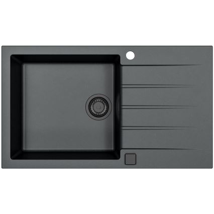 ALVEUS SETA23232 - Kuhinjski umivalnik CADIT 86x50 cm + pipa z fleksibilnim ročajem MINTAS 34 cm granit/mat črna