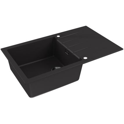 ALVEUS SETA23232 - Kuhinjski umivalnik CADIT 86x50 cm + pipa z fleksibilnim ročajem MINTAS 34 cm granit/mat črna