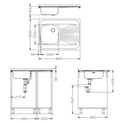 ALVEUS SETA24019 - Kuhinjski umivalnik CLASSIC 80x60 cm + baterija MINTAS 34 cm s fleksibilnim vratom čelik/črna