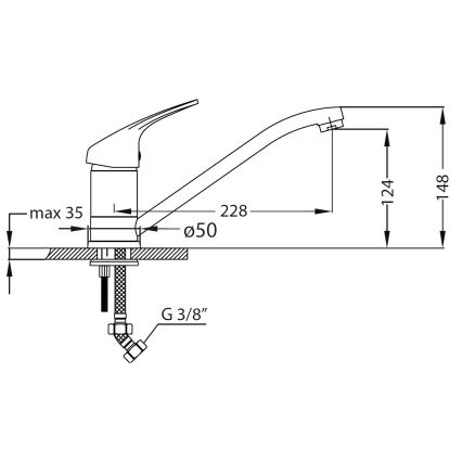 ALVEUS SETA259 - Pomivalno korito BASIC 78x43,5 cm + pomivalna pipa RIVIERA 14,8 cm saten/sijajni krom