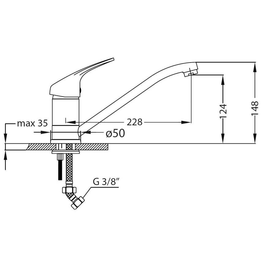 ALVEUS SETA259 - Pomivalno korito BASIC 78x43,5 cm + pomivalna pipa RIVIERA 14,8 cm saten/sijajni krom