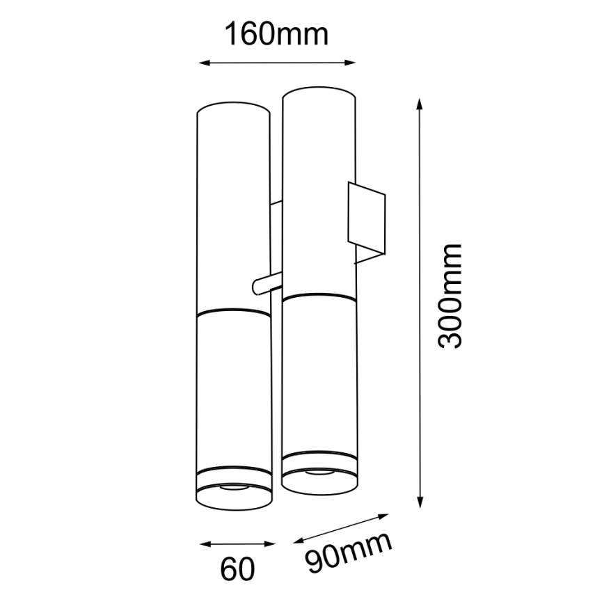 Amplex - Stenska svetilka 2xGU10/15W/230V črna
