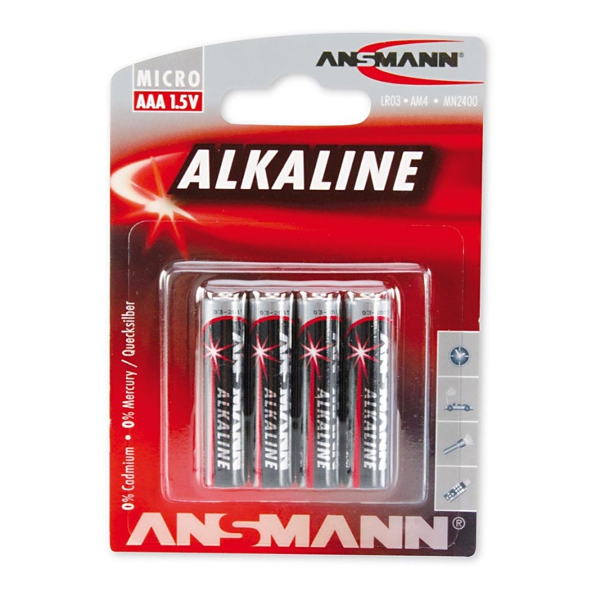 Ansmann 09630 LR03 AAA RED - 4 kos alkalna baterija 1,5V