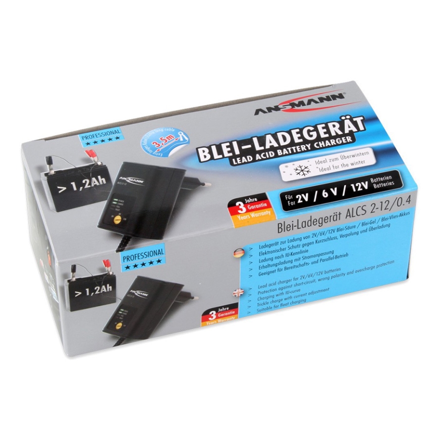 Ansmann 11496 - ALCS 2-12/0,4 - Polnilnik za baterije 2-12V/1,2-40Ah