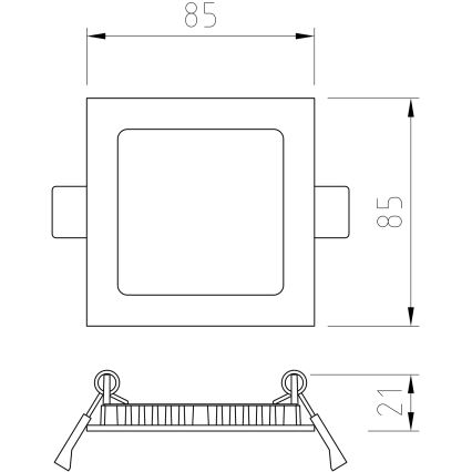 APLED - LED Kopalniška vgradna svetilka SQUARE LED/3W/230V IP41 85x85 mm