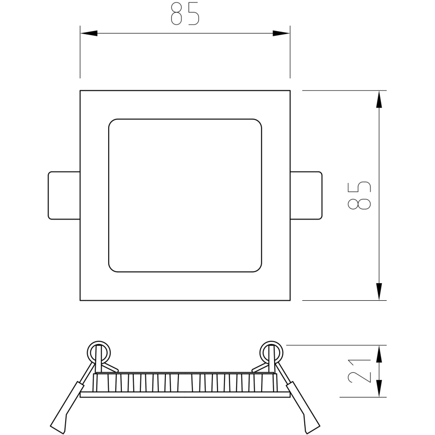 APLED - LED Kopalniška vgradna svetilka SQUARE LED/3W/230V IP41 85x85 mm