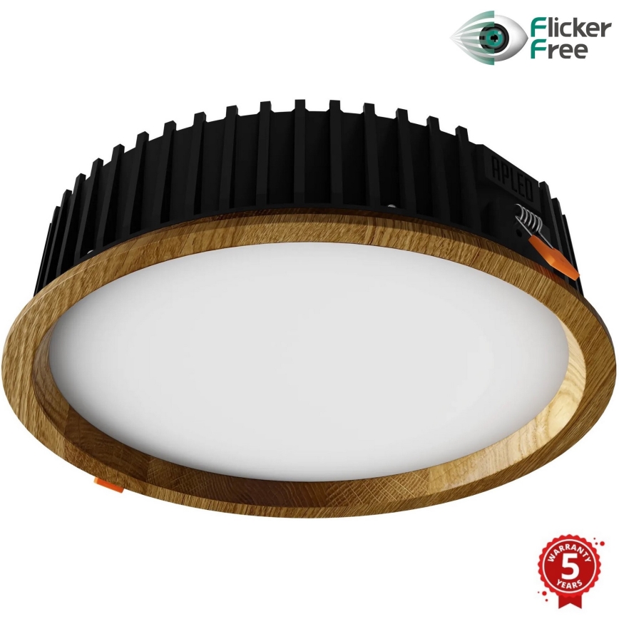 APLED - LED Vgradna svetilka RONDO WOODLINE LED/18W/230V 3000K pr. 26 cm hrast trden les