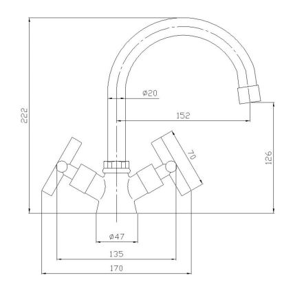 Aqualine - Baterija za umivalnik XENIA 22,2 cm sijajni krom
