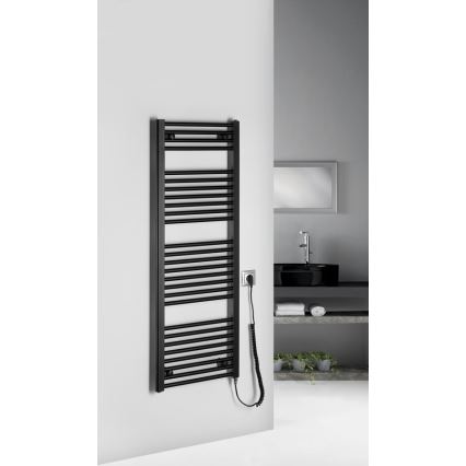 Aqualine - Električni kopalniški radiator DIRECT-E 400W 132x45 cm matna črna