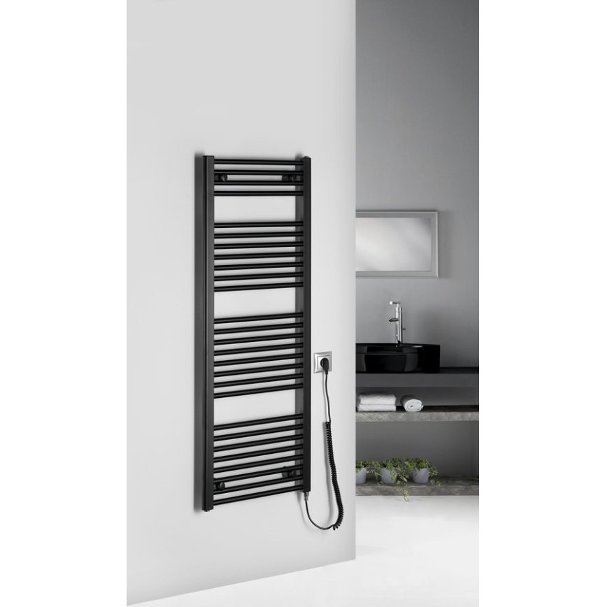 Aqualine - Električni kopalniški radiator DIRECT-E 400W 132x45 cm matna črna