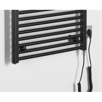 Aqualine - Električni kopalniški radiator DIRECT-E 600W 132x60 cm v matni črni barvi