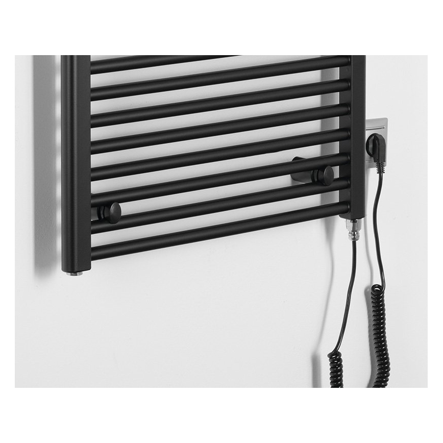 Aqualine - Električni kopalniški radiator DIRECT-E 600W 132x60 cm v matni črni barvi