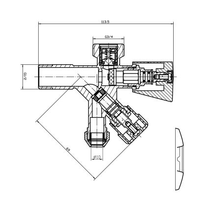 Aqualine - Kombiniran ventil v sijajnem kromu