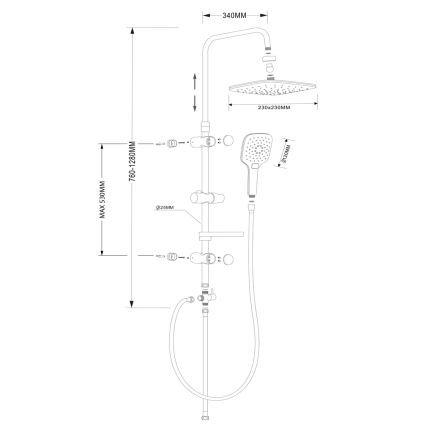 Aqualine - Komplet za tuš KERA, sijajni krom